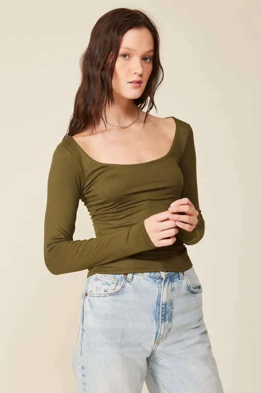 Brushed Scoop Neck Everyday Top