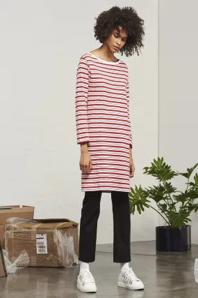 building block boat neck dress red stripes <br> by Kowtow