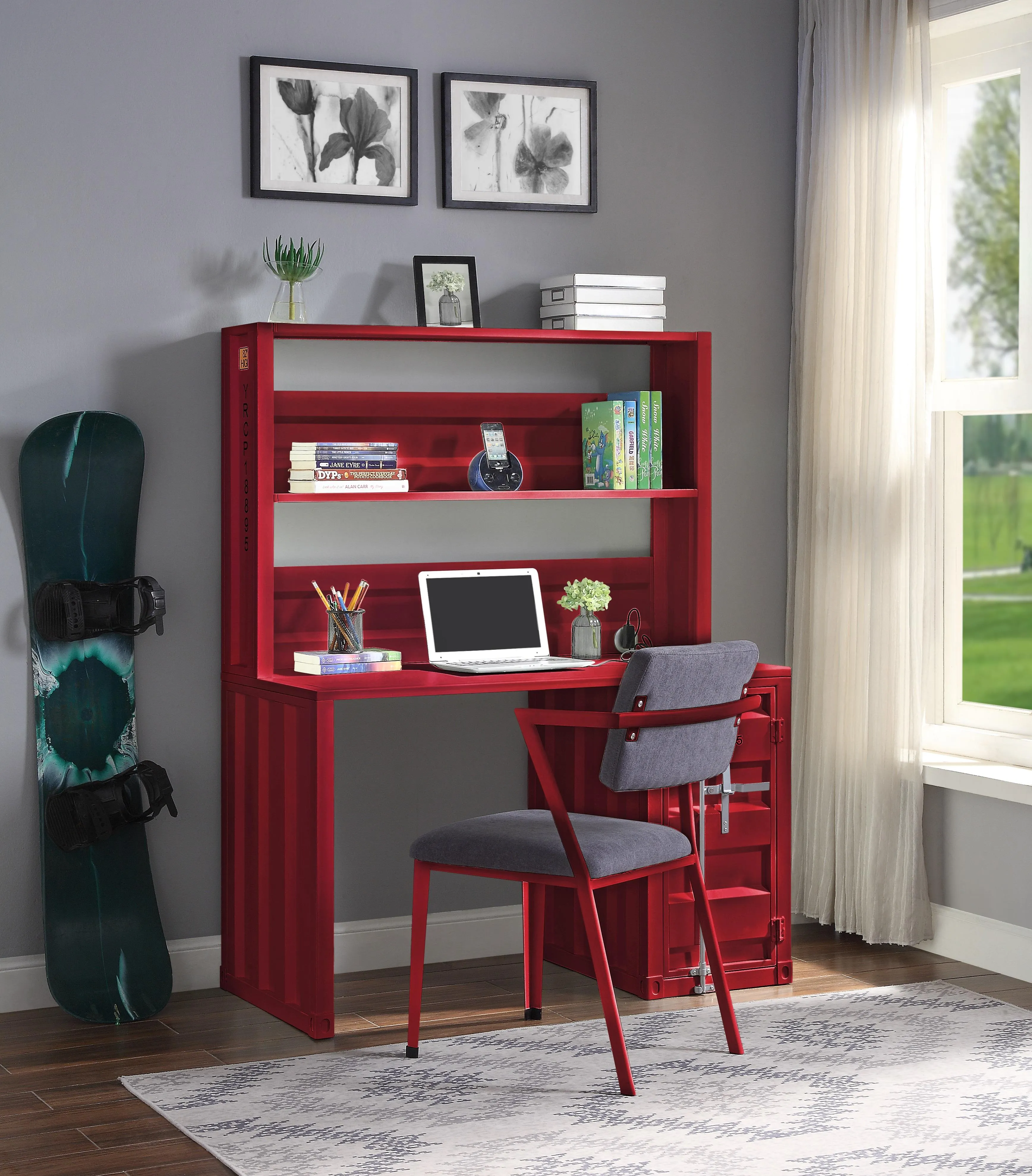 Cargo Red Desk & Hutch