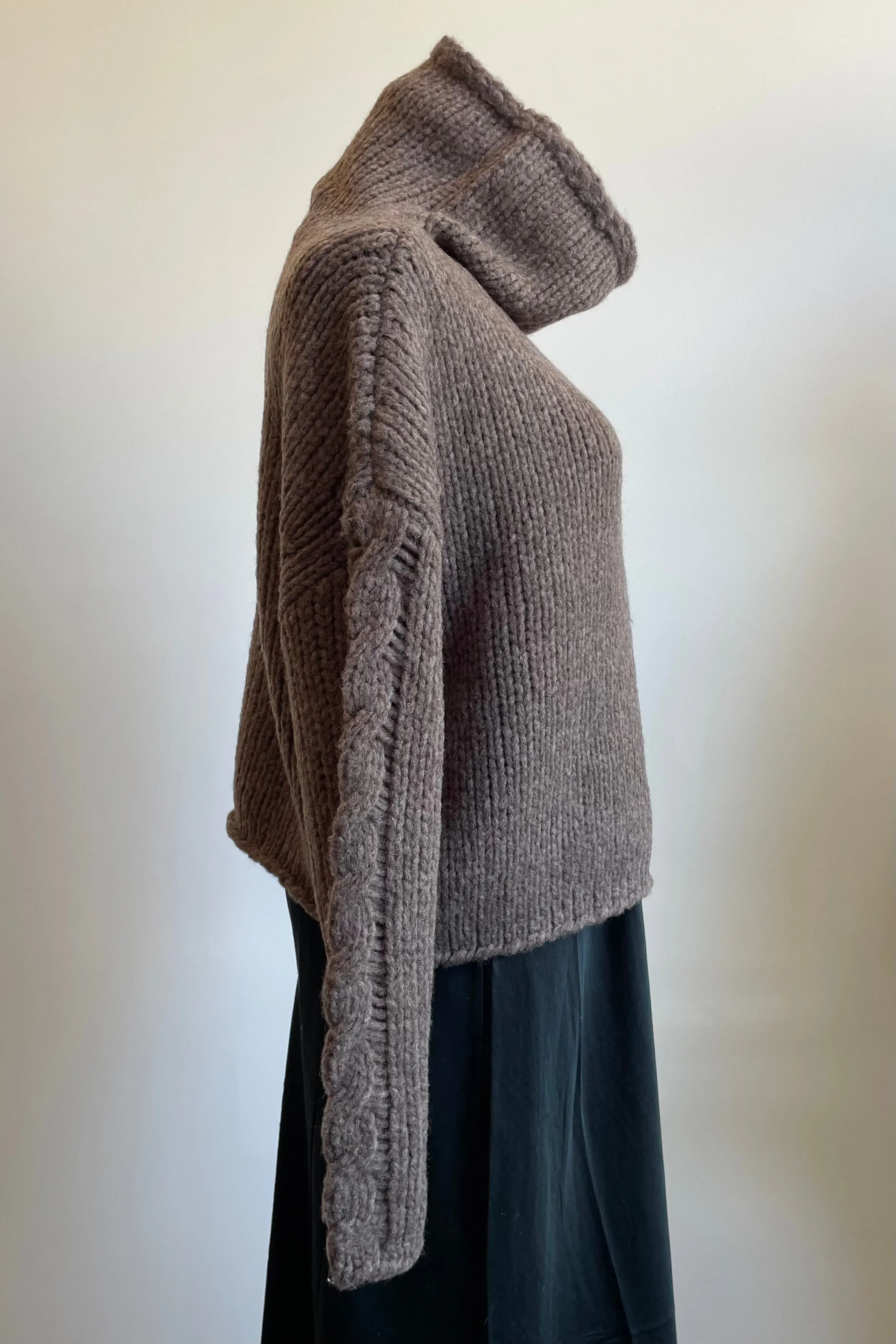 Cashmere Blend Turtleneck with Cabled Sleeves