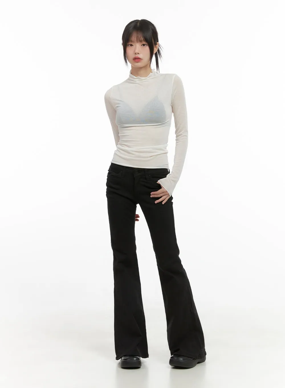 Chic Sheer Cotton Turtleneck Tee CS412