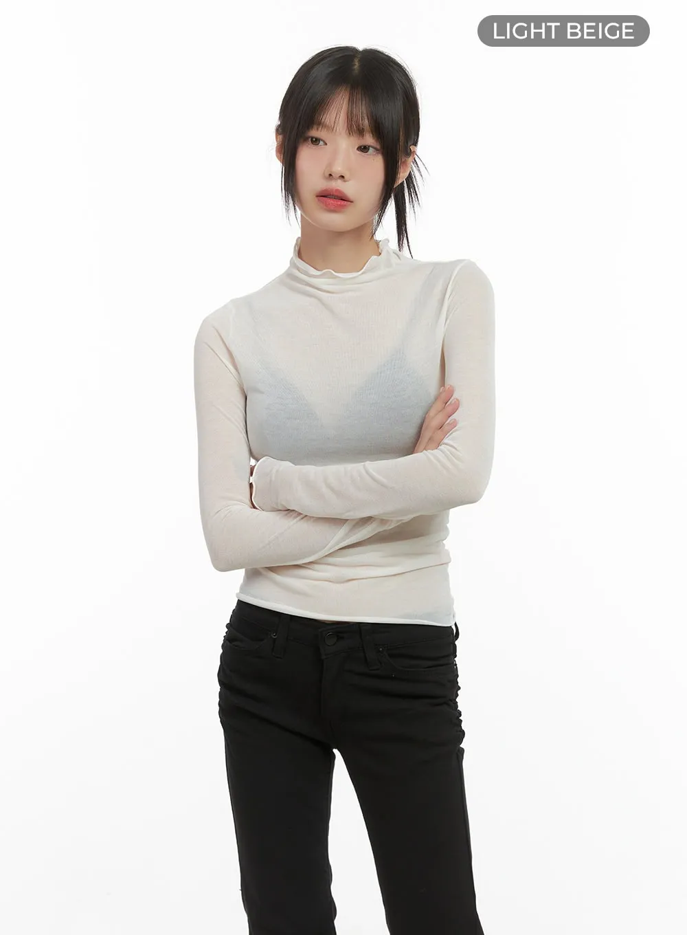 Chic Sheer Cotton Turtleneck Tee CS412