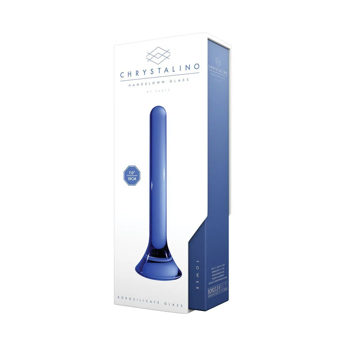 Chrystalino Tower Blue Glass Rod Wand Dildo