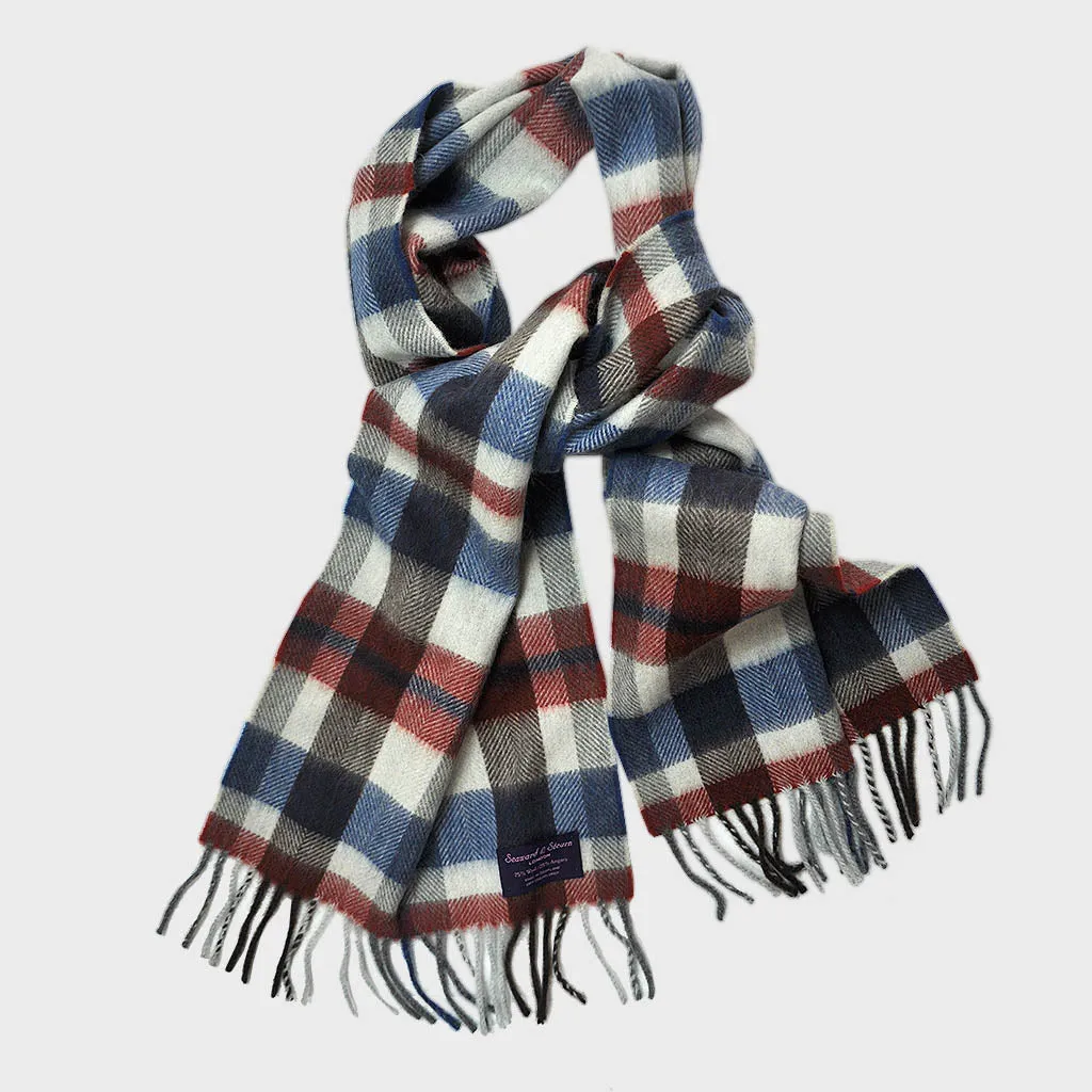 Classic Plaid Wool Scarf in Primary Pastel Colours