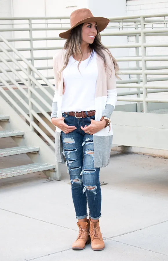 Color Block Knit Cardigan