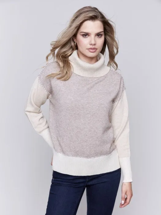 ColorBlock Turtle Neck Sweater