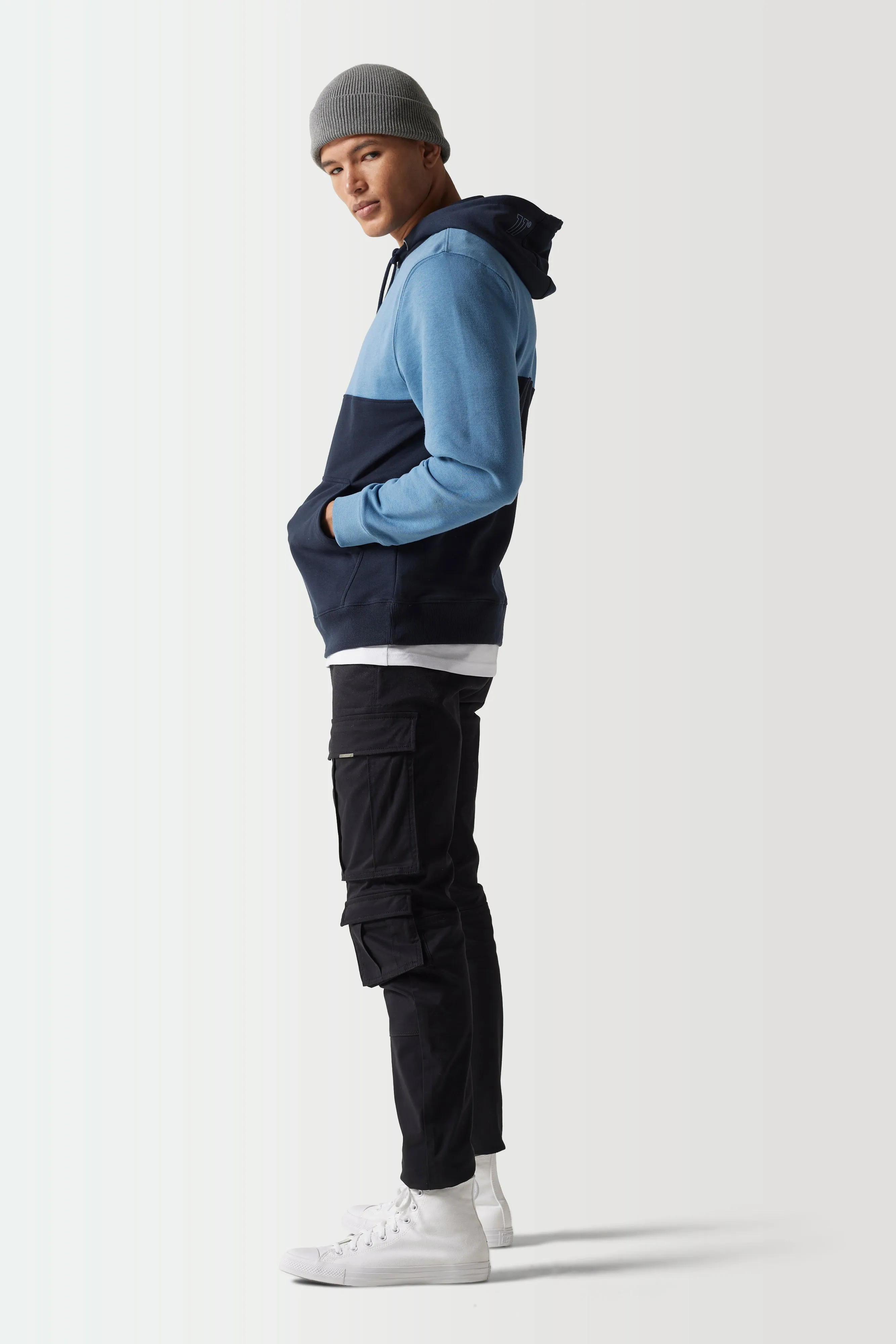 Colour Block Hoodie - Navy / Elemental Blue