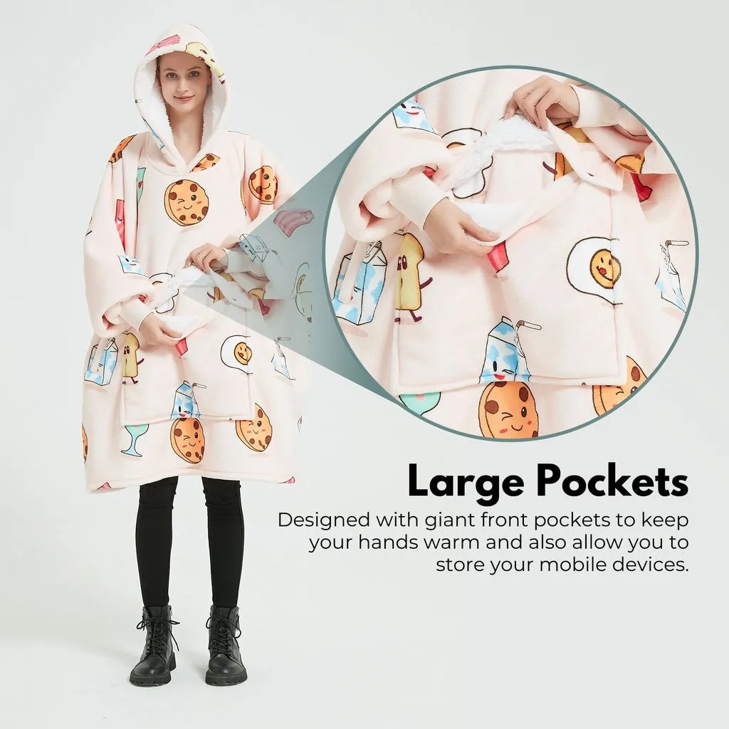 Comfy Double Layer Hoodie Blanket with Pockets - Gominimo