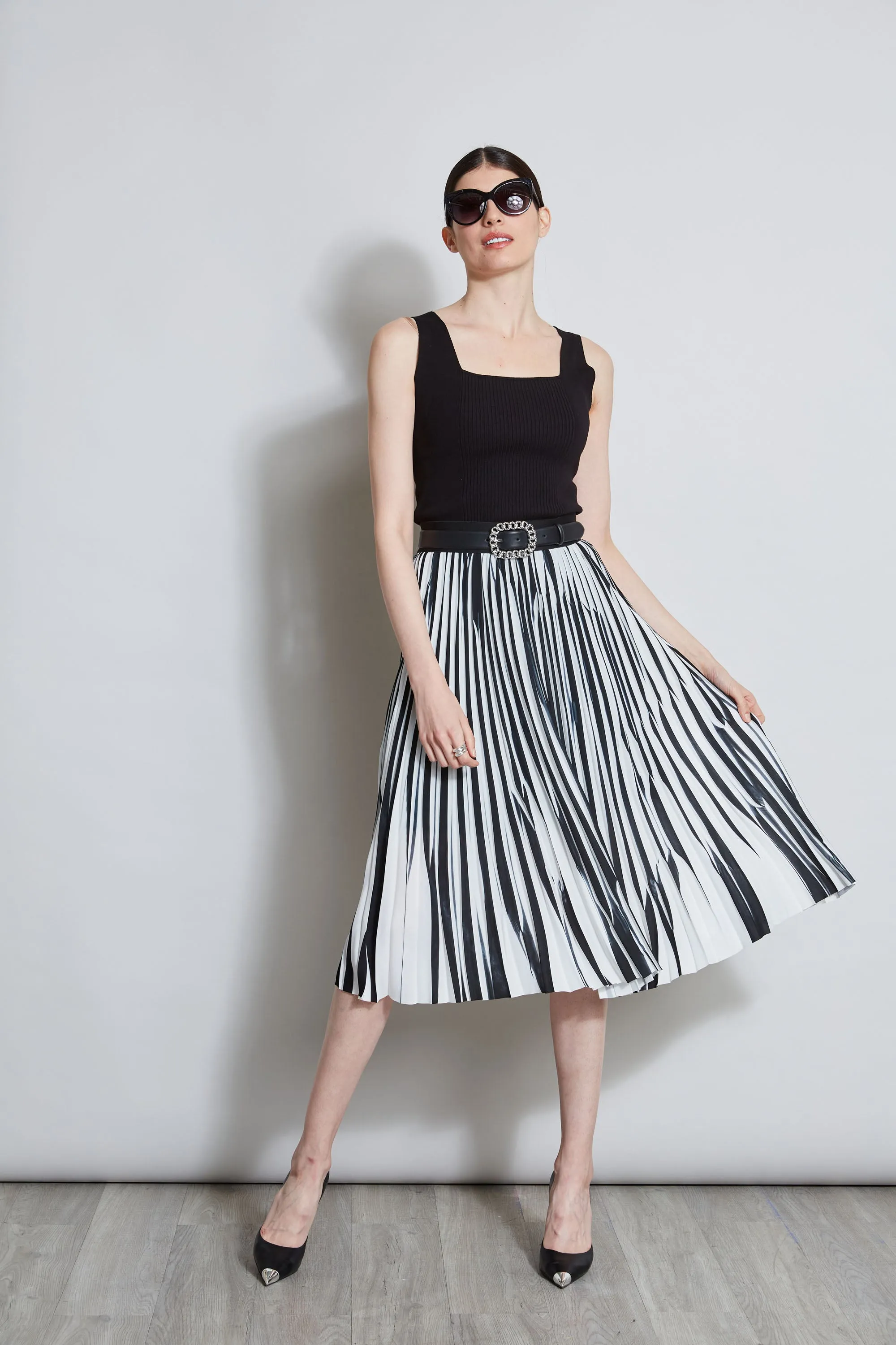 Contrast Pleated Skirt