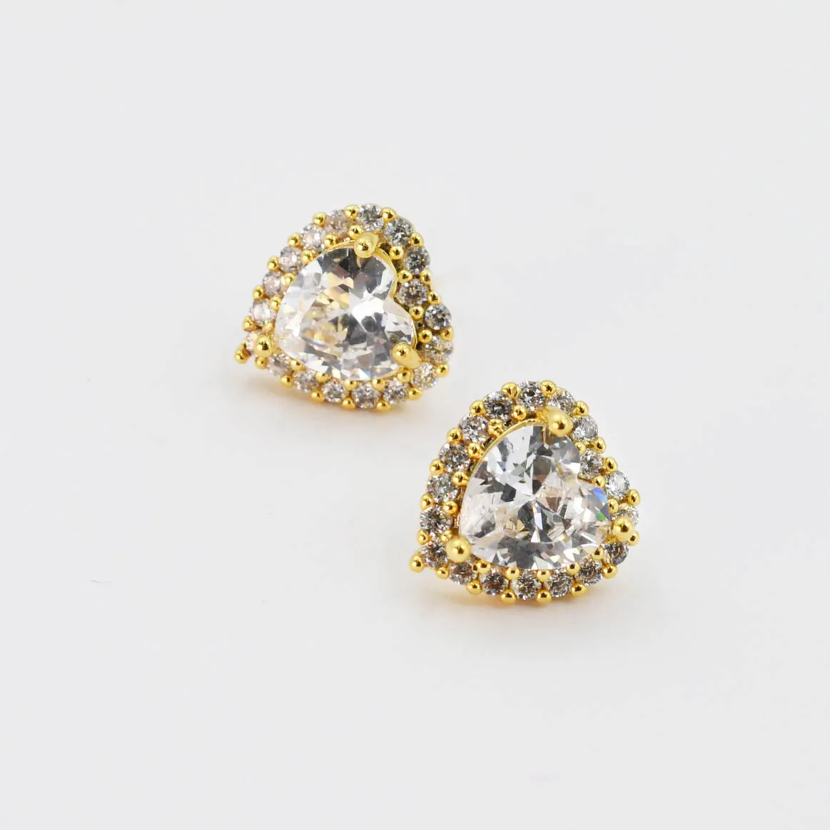 Crystal Heart Stud Gold C27