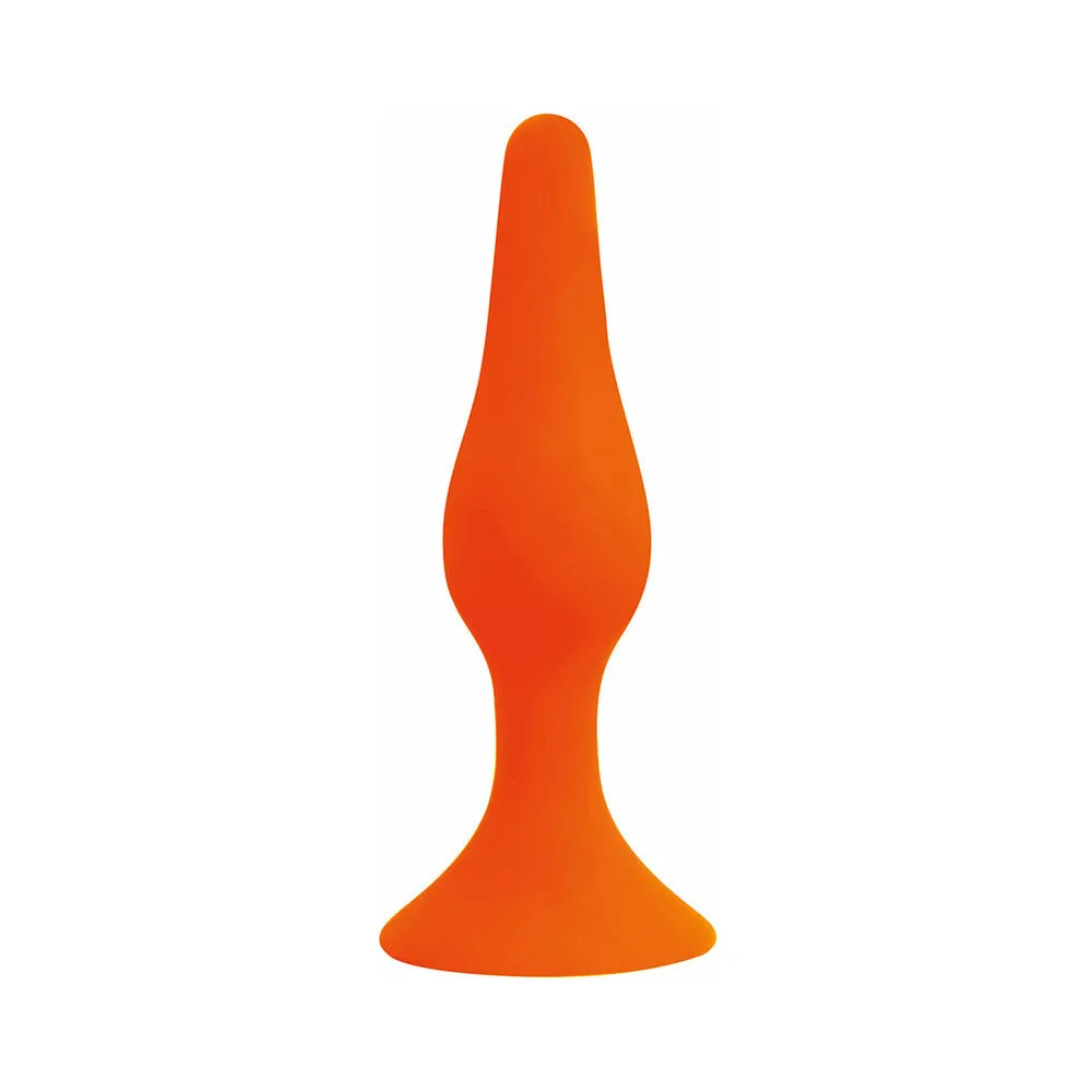 Curve Toys Rooster Alpha Advanced Silicone Anal Plug with Suction Cup Orange