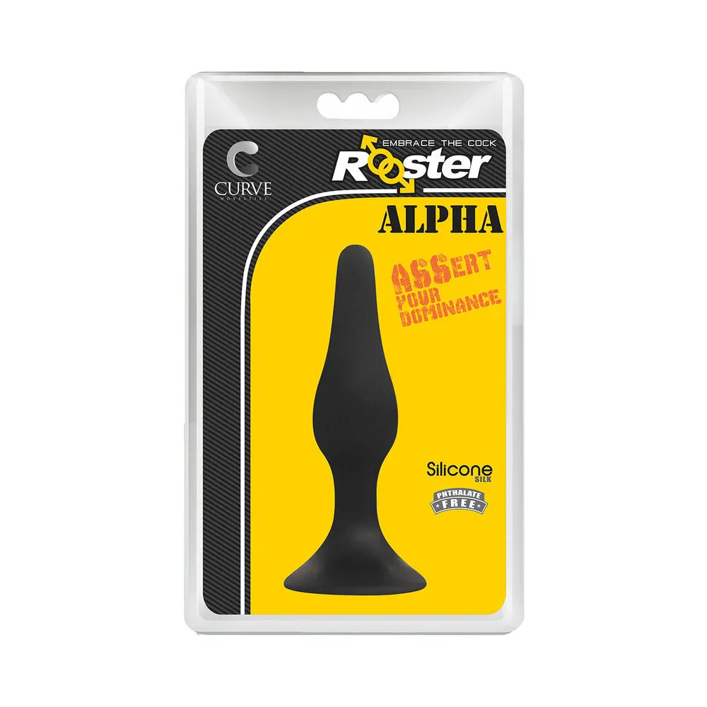 Curve Toys Rooster Alpha Silicone Anal Plug with Suction Cup Black