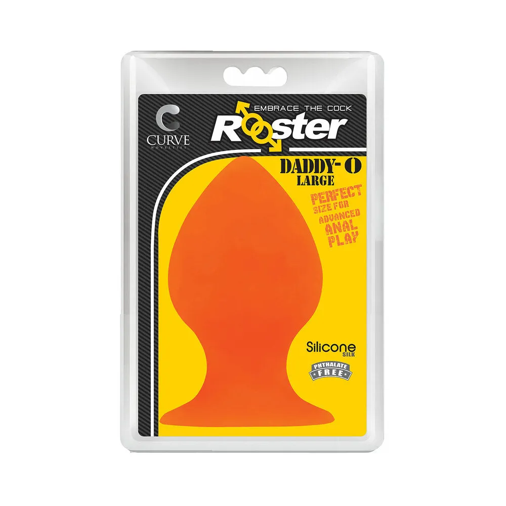 Curve Toys Rooster Daddy-O Large Silicone Anal Plug with Suction Cup Orange