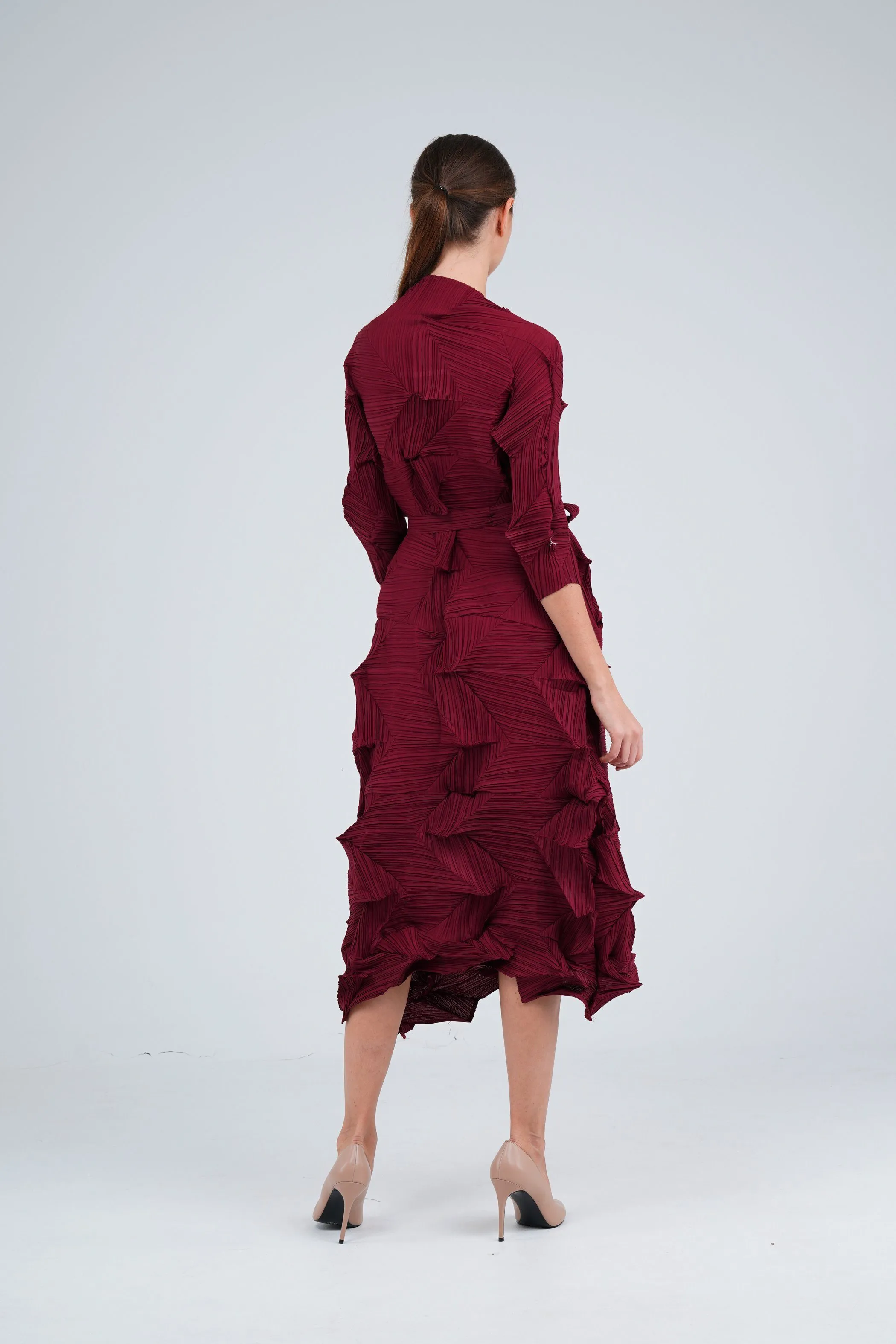 Dalma Ruffle Pleated Dress With Waist String