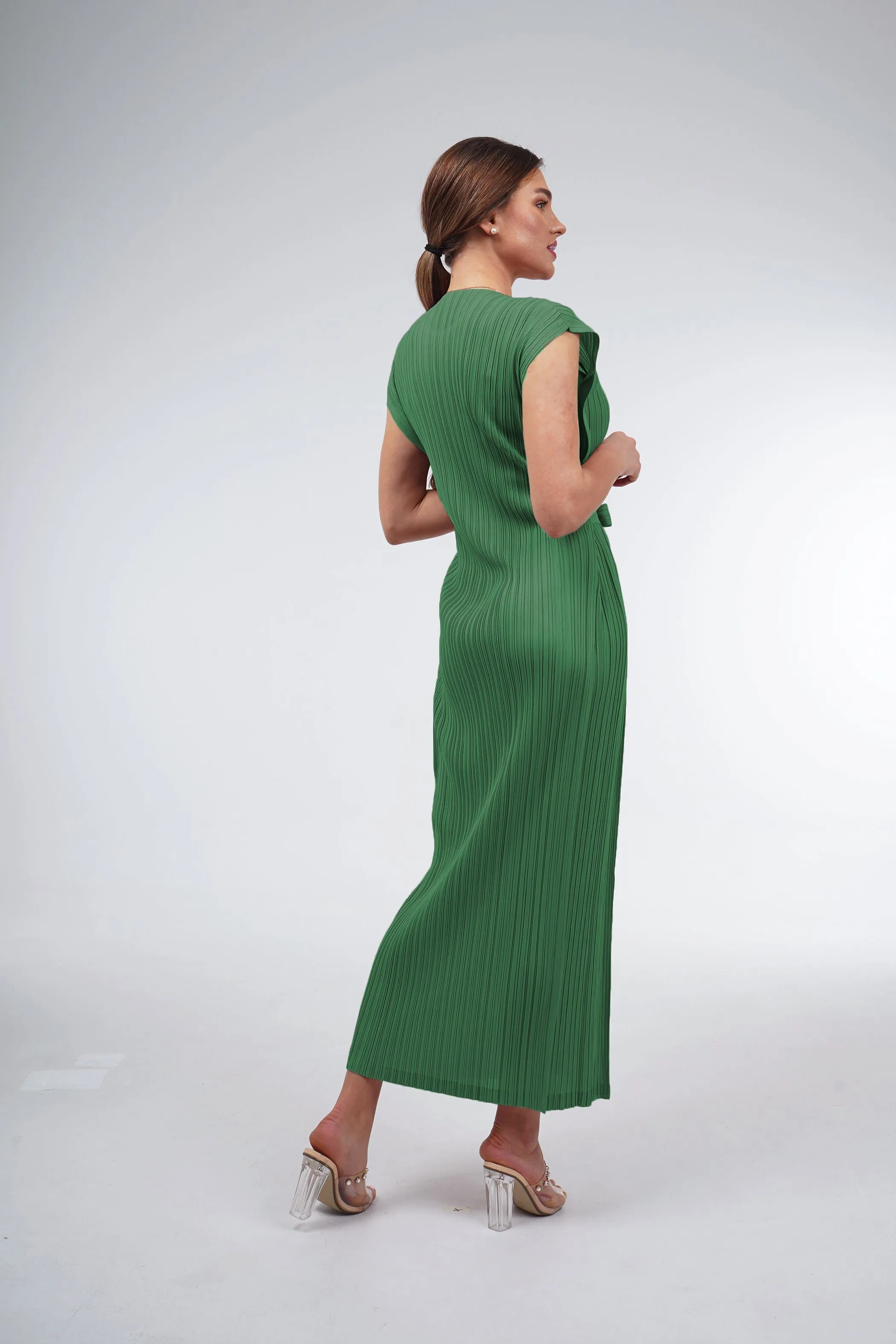 Delilah Sleeveless Dress With Attached Waist Belt