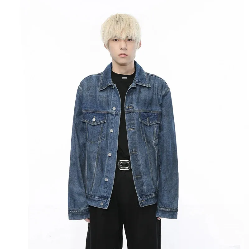 Denim Jacket Men's Retro Style Wash Old Single-breasted Loose Pocket Trend Lapel Coat Spring Summer Trend 9C5724