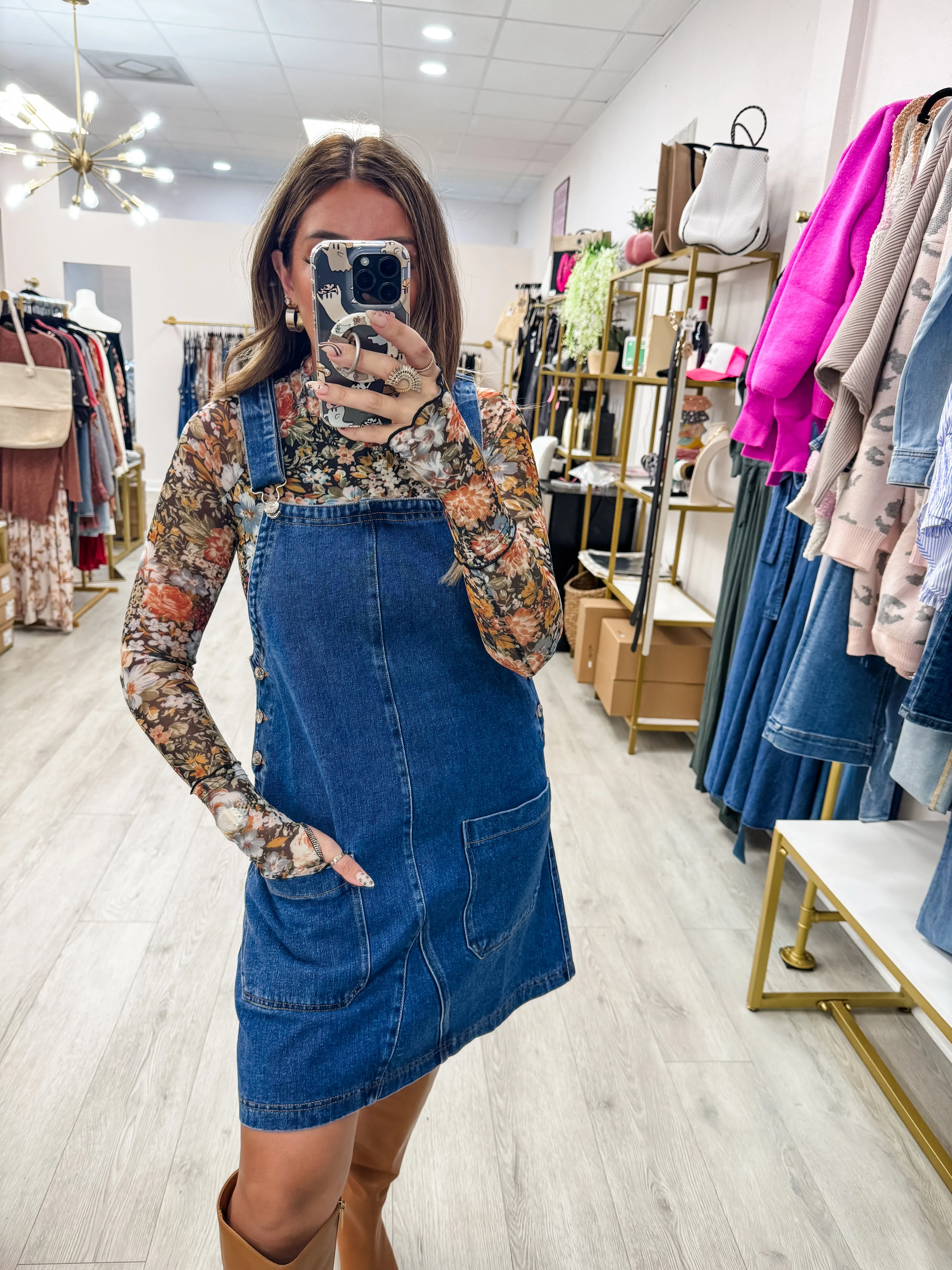 Denim Overall Mini Dress