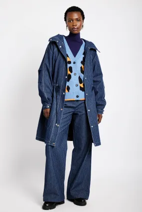 Denim Parka in Pin Stripe