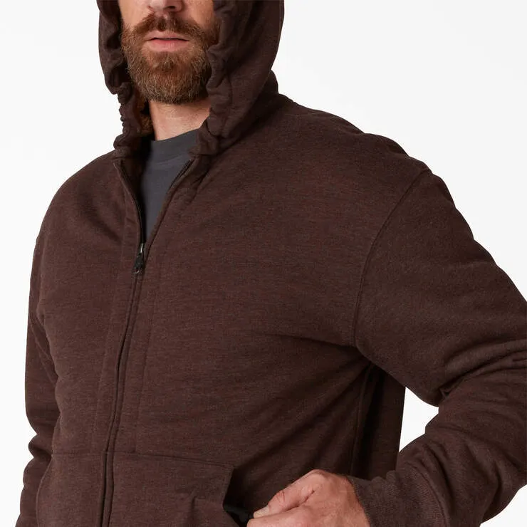 Dickies High Pile Fleece Lined Full Zip Hoodie- CHOCOLATE HEATHER