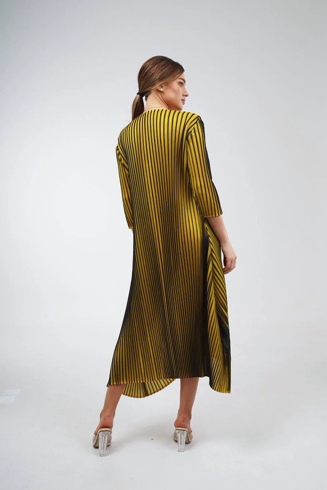 Diega Striped Print Pleated Dress