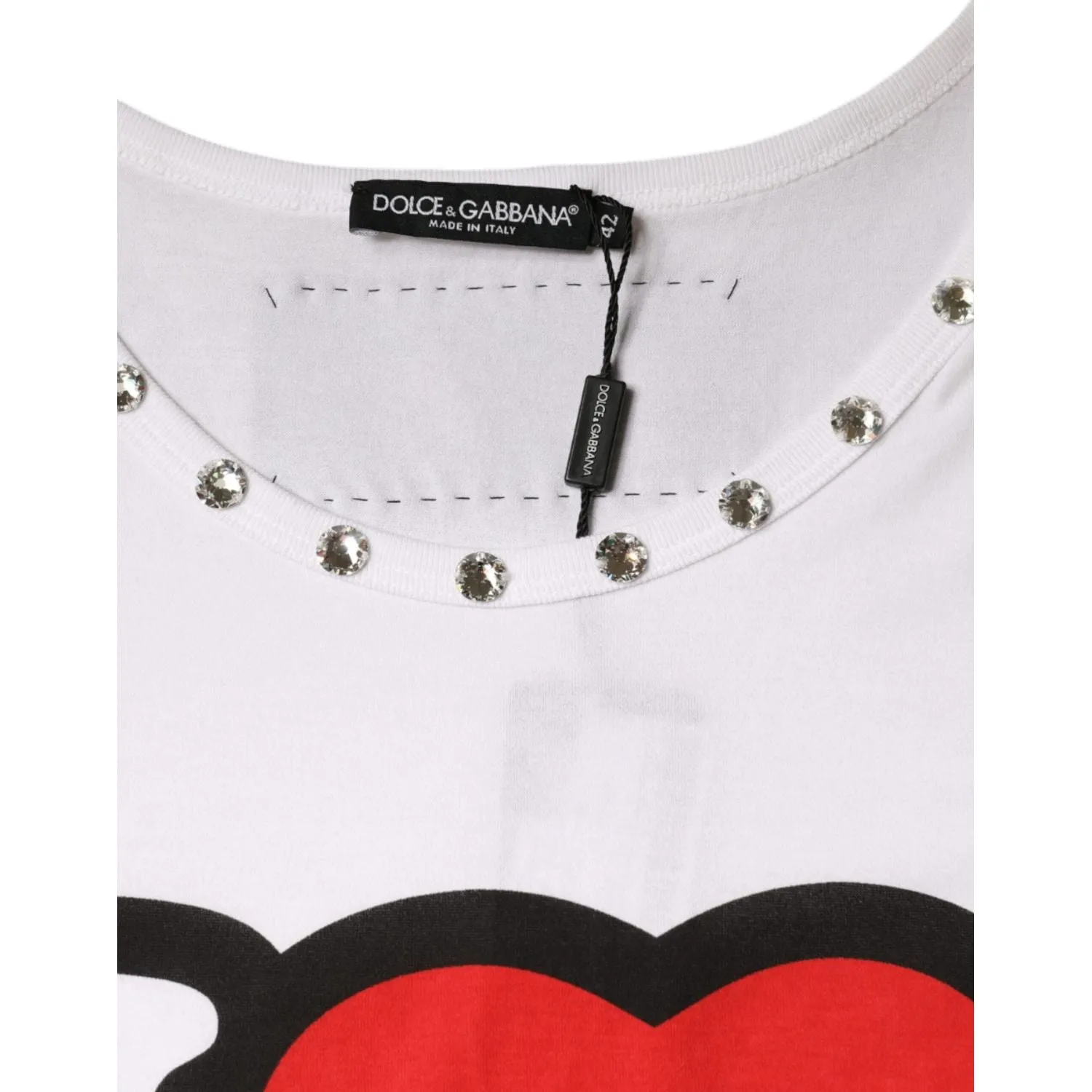 Dolce & Gabbana White I Love The Love Embellished Tank Top