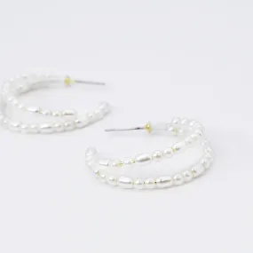 Double Halo Pearls Hoop J15