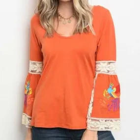 Embroider Orange Top