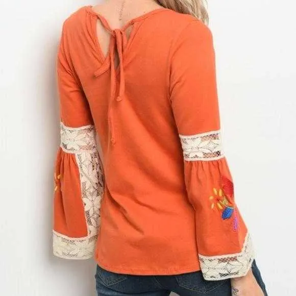 Embroider Orange Top