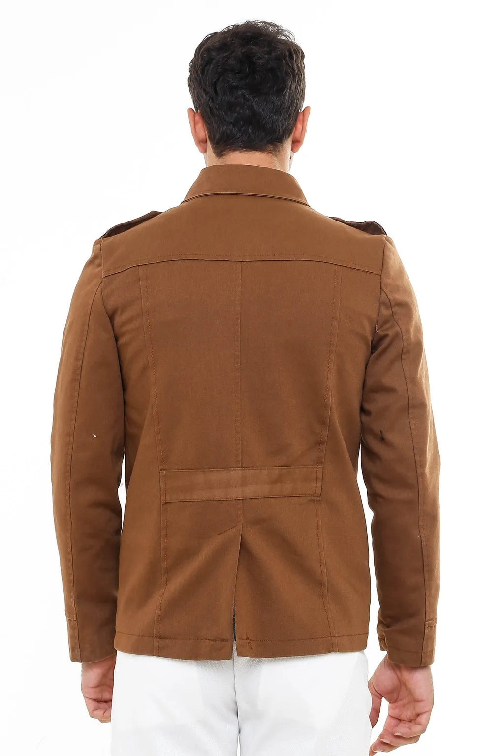 Epaulette 4 Pockets Washed Tan Coat-Wessi