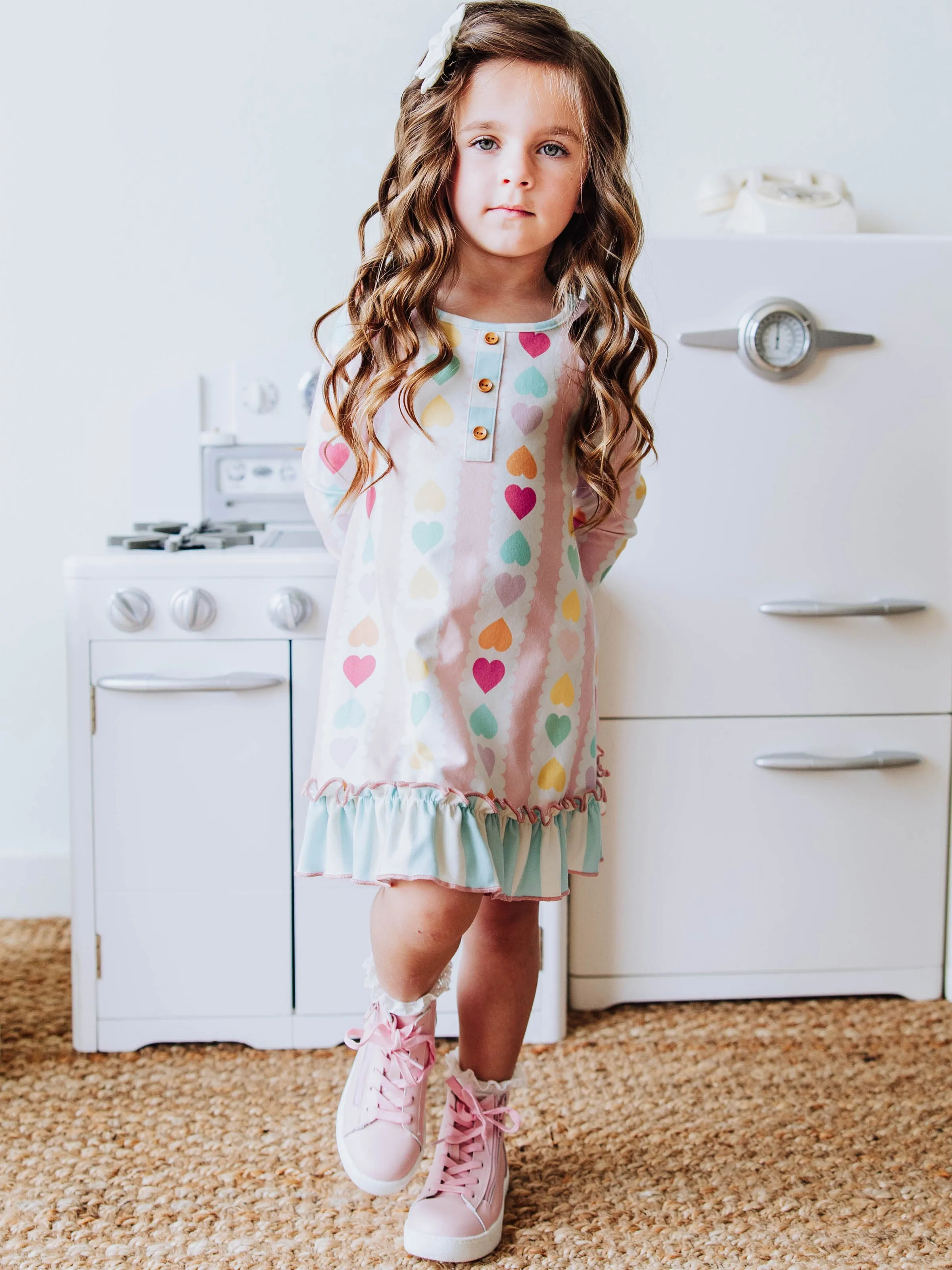 Everyday Play Dress - Rainbow Hearts