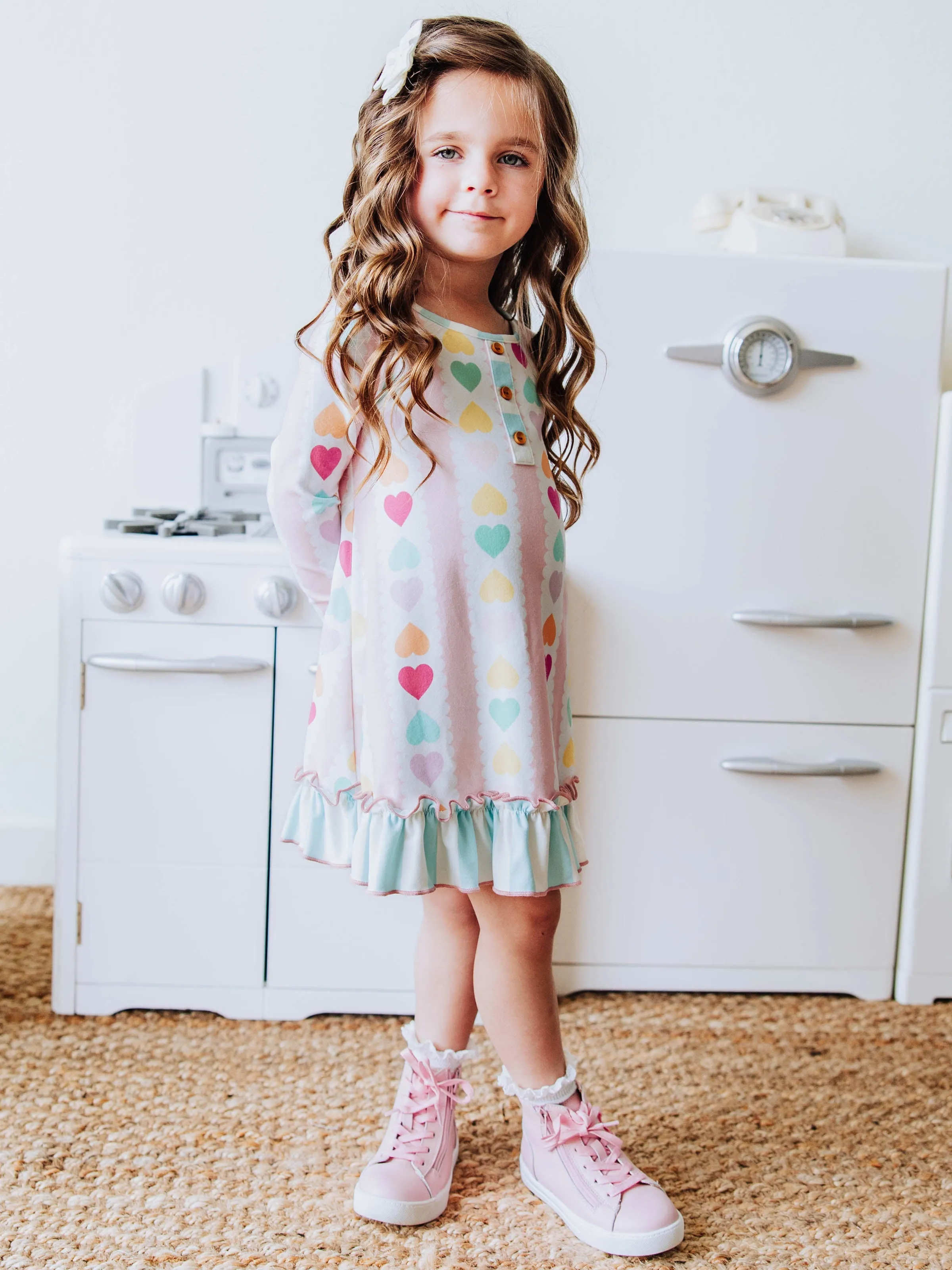 Everyday Play Dress - Rainbow Hearts