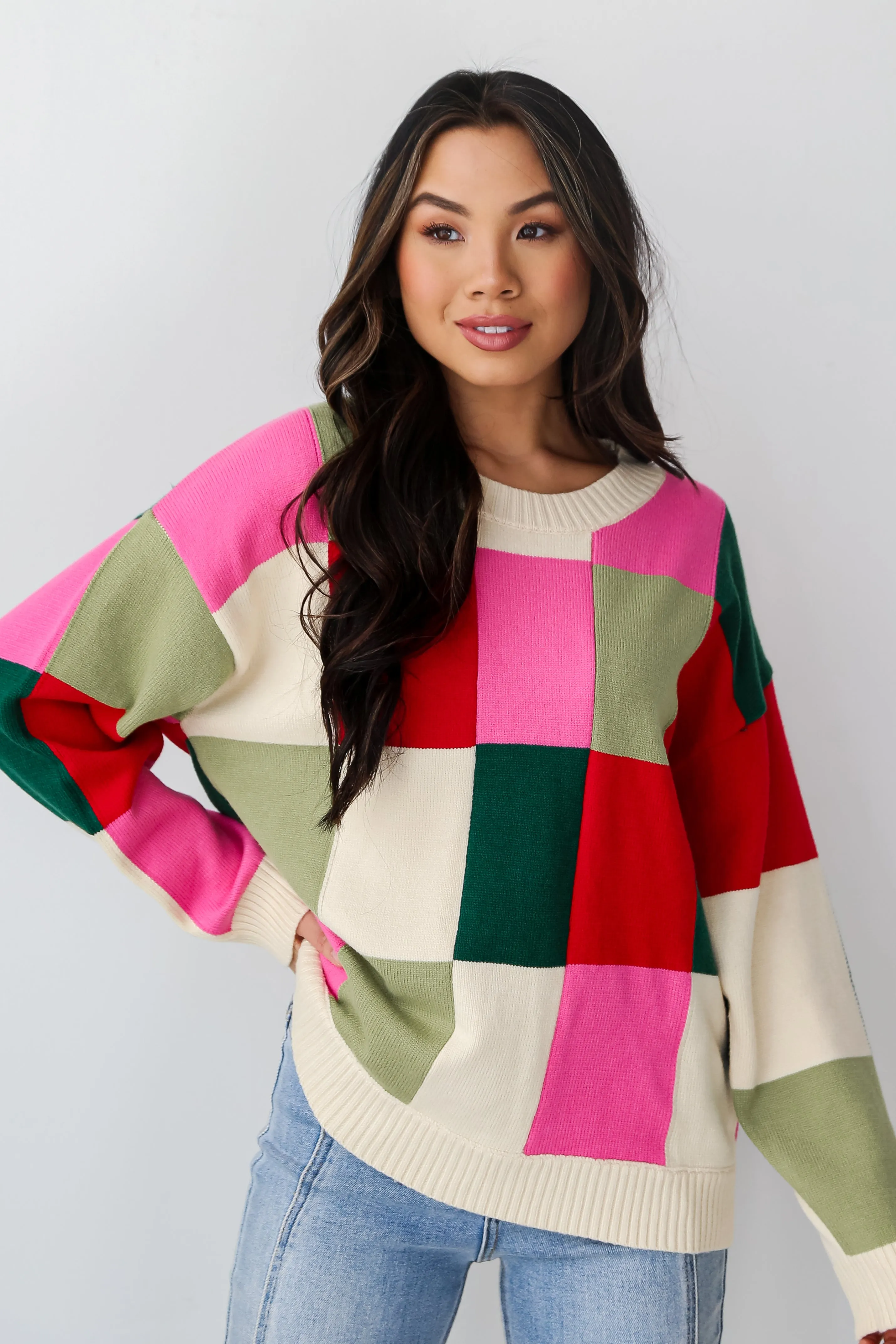 FINAL SALE - Comfiest Trend Checkered Oversized Sweater