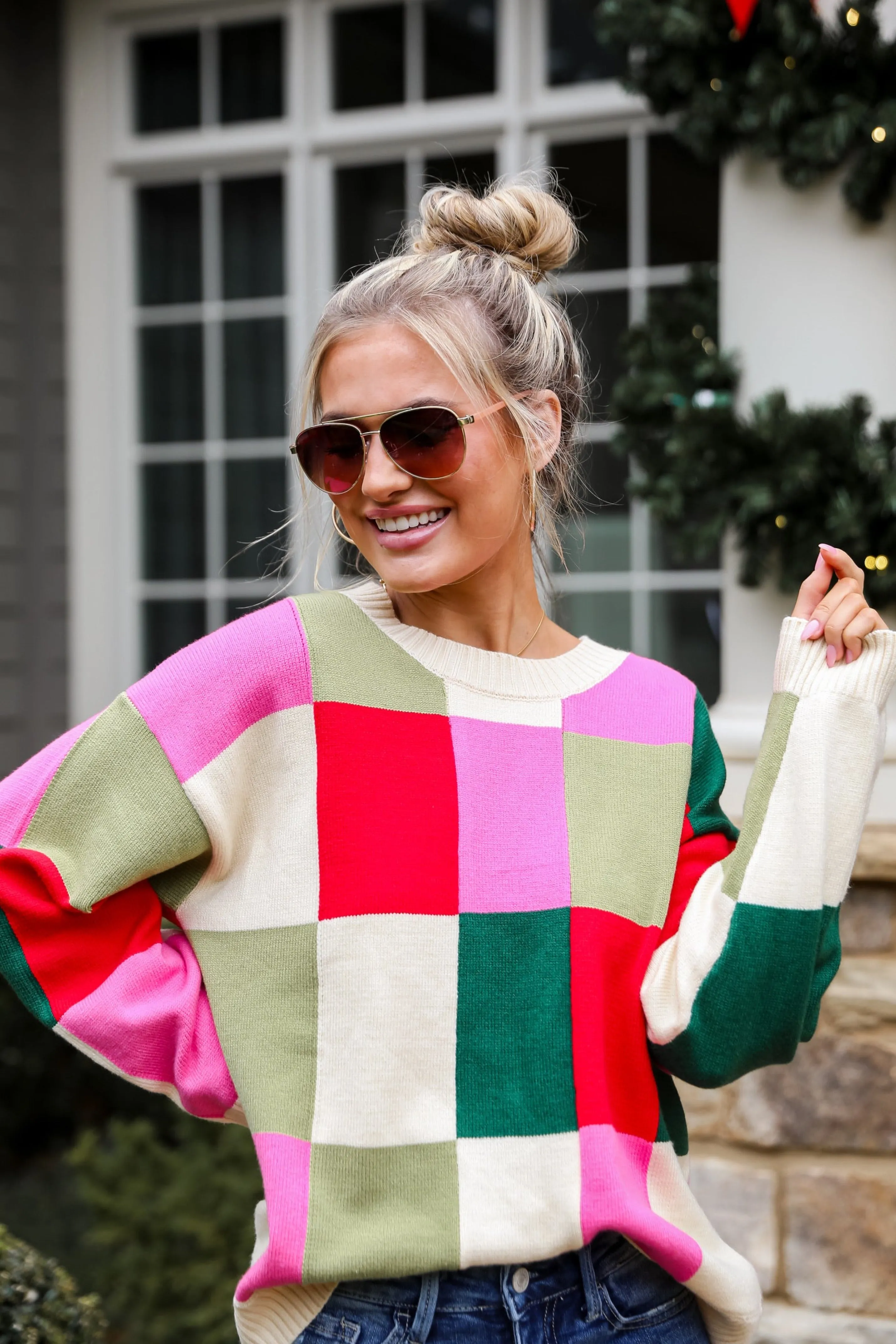 FINAL SALE - Comfiest Trend Checkered Oversized Sweater