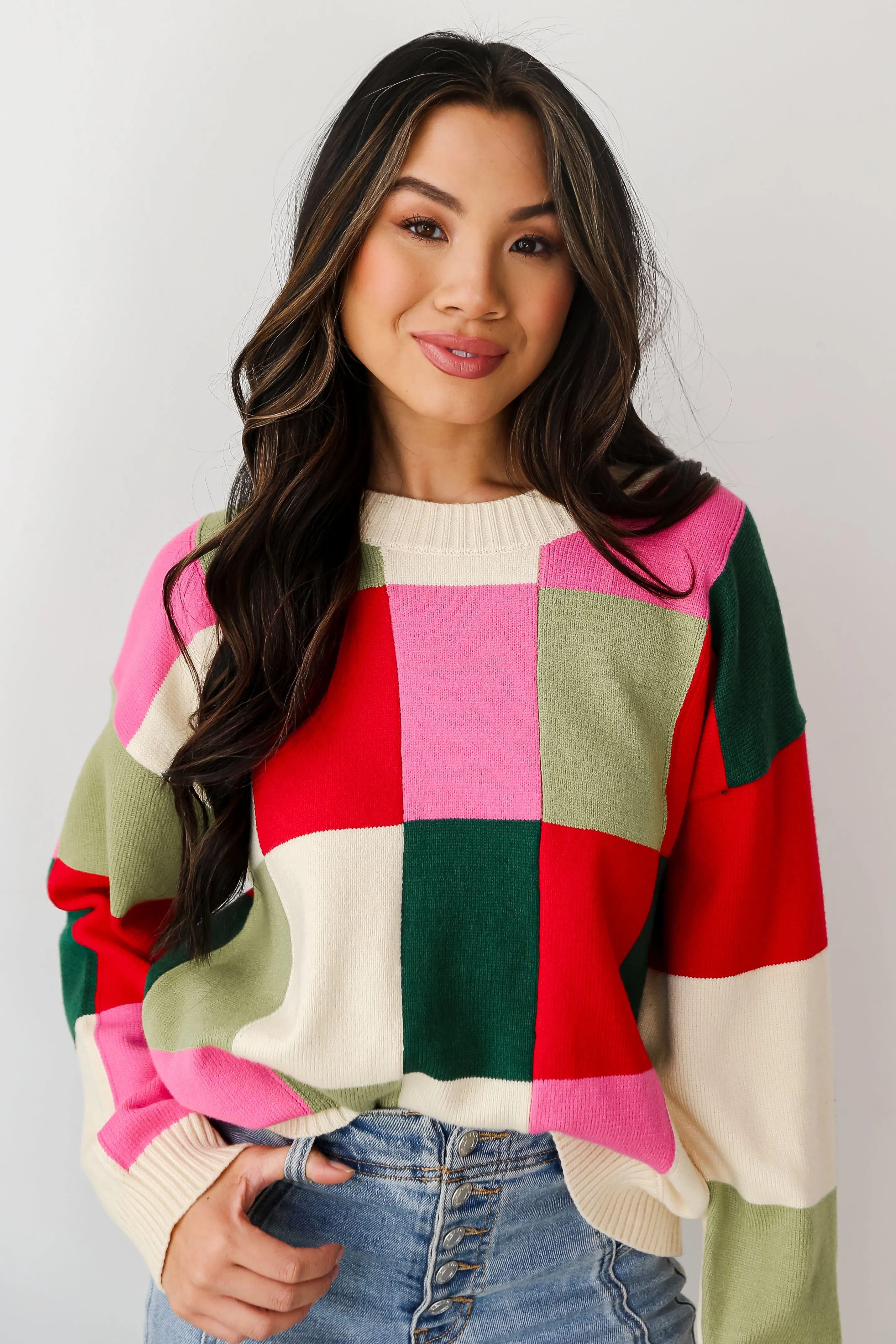 FINAL SALE - Comfiest Trend Checkered Oversized Sweater