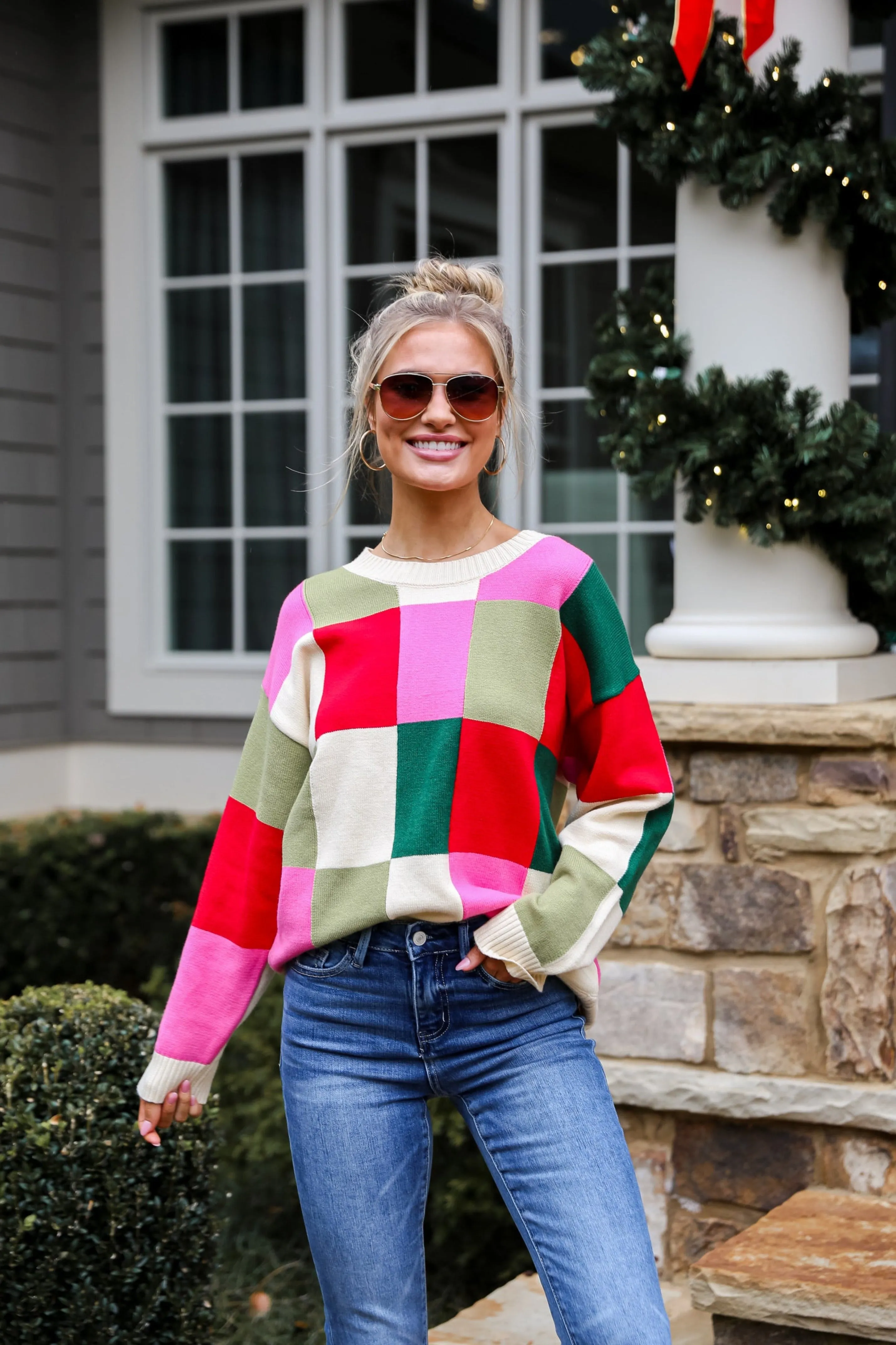 FINAL SALE - Comfiest Trend Checkered Oversized Sweater