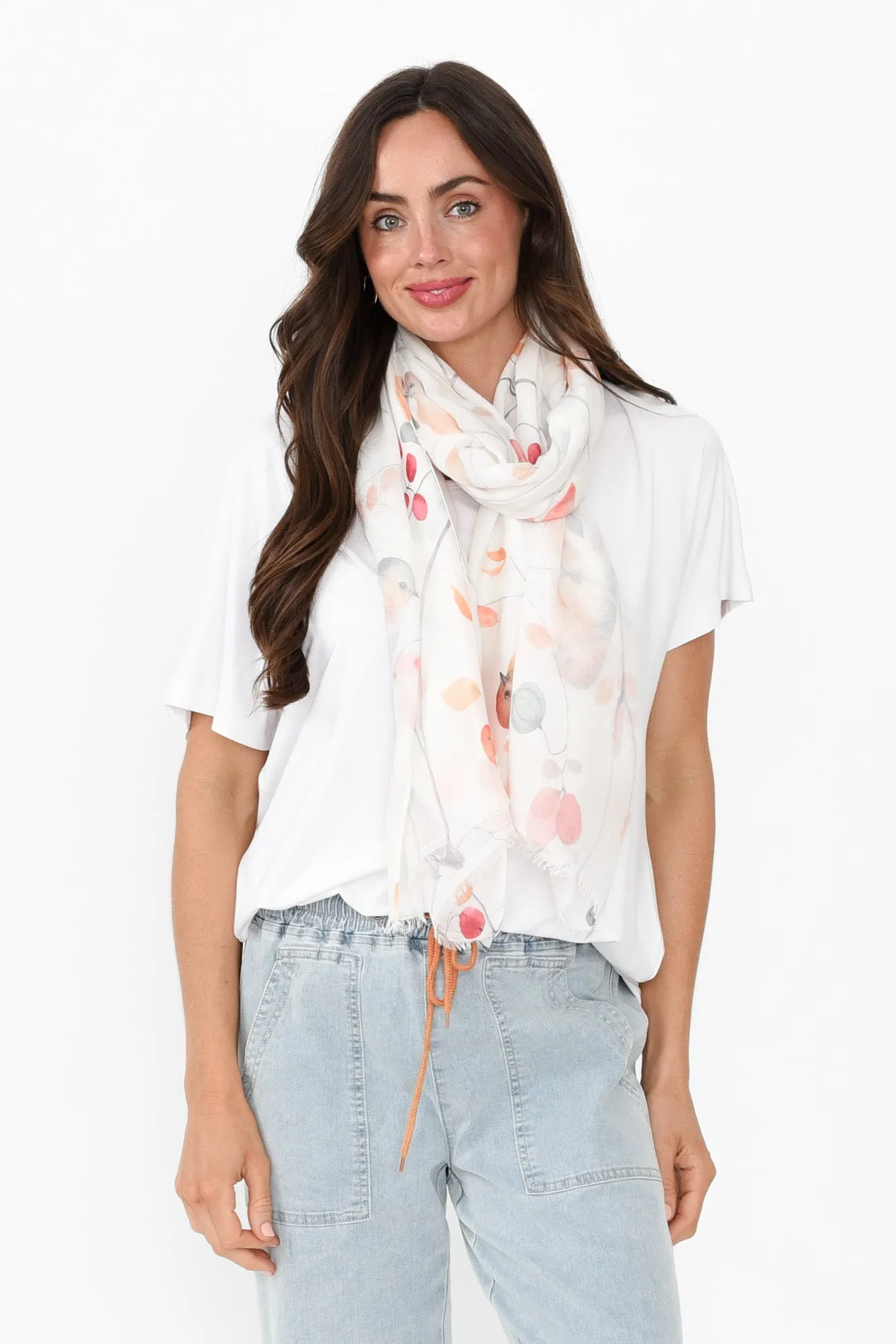 Florbela White Bird Scarf