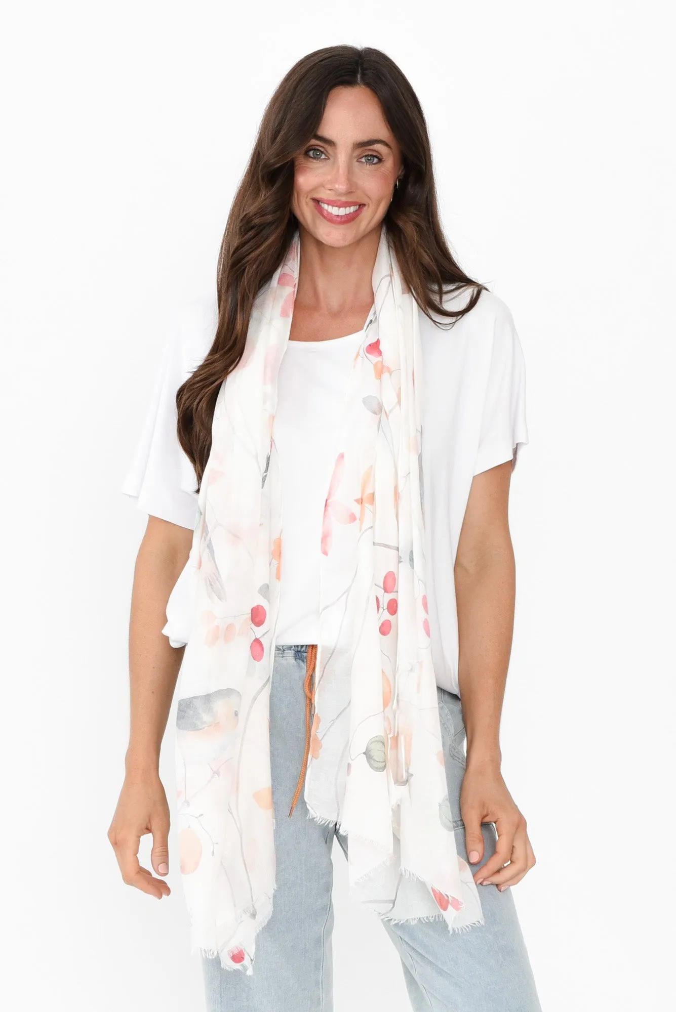 Florbela White Bird Scarf