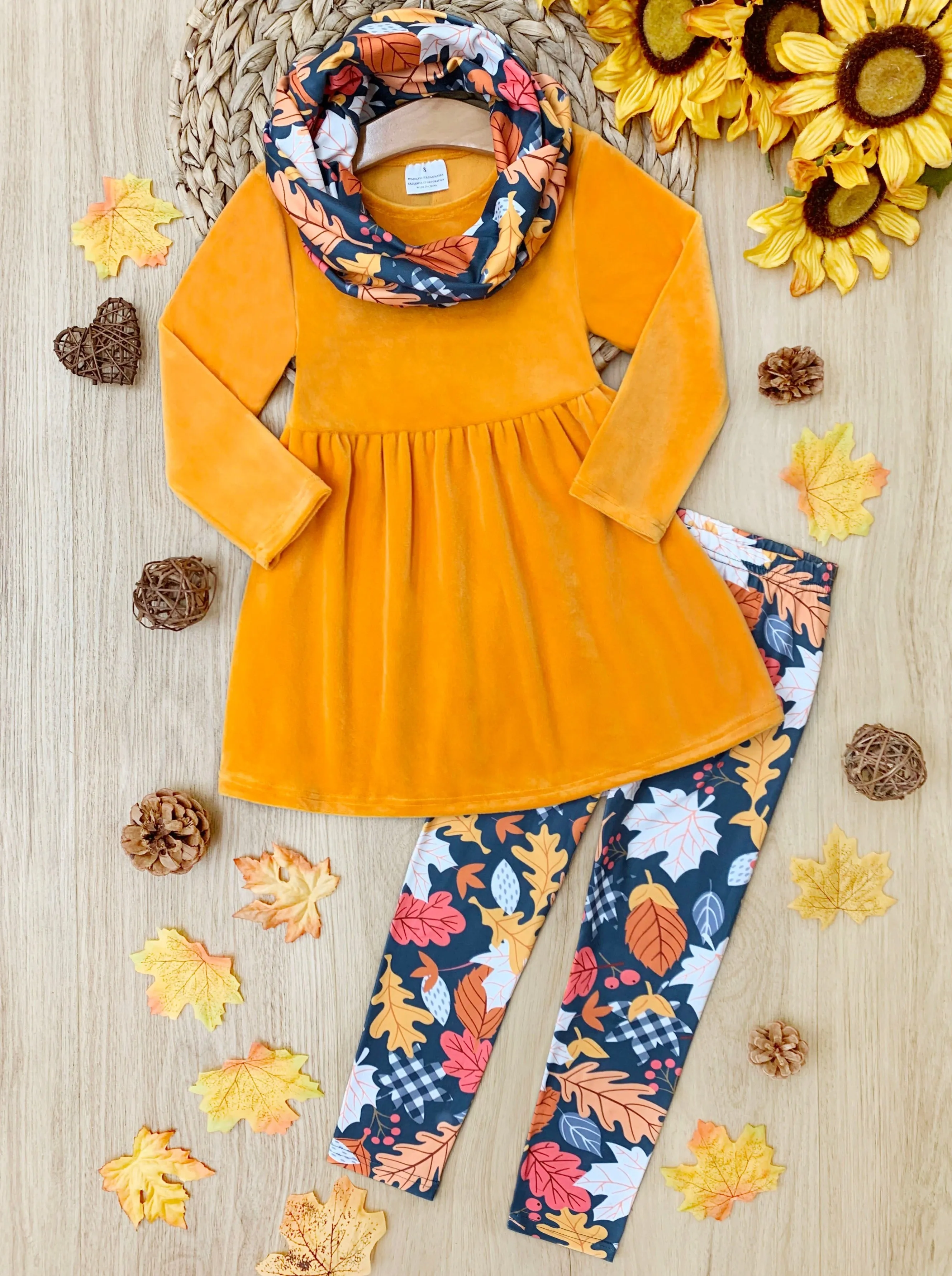 Foliage Fresh Tunic, Scarf and Legging Set