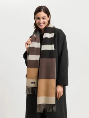 Fraas 625359 Greige Stripe Cashmink Scarf