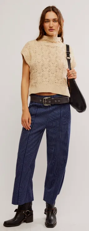 Free People Vickie Mock Neck Sweater- Macadamia