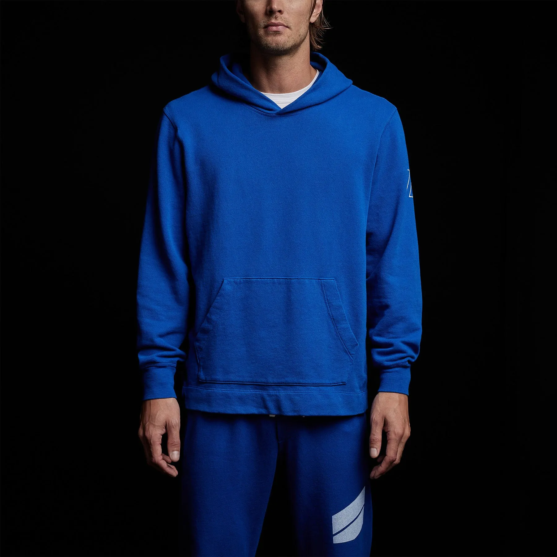 French Terry Pullover Hoodie - Royal Blue/White