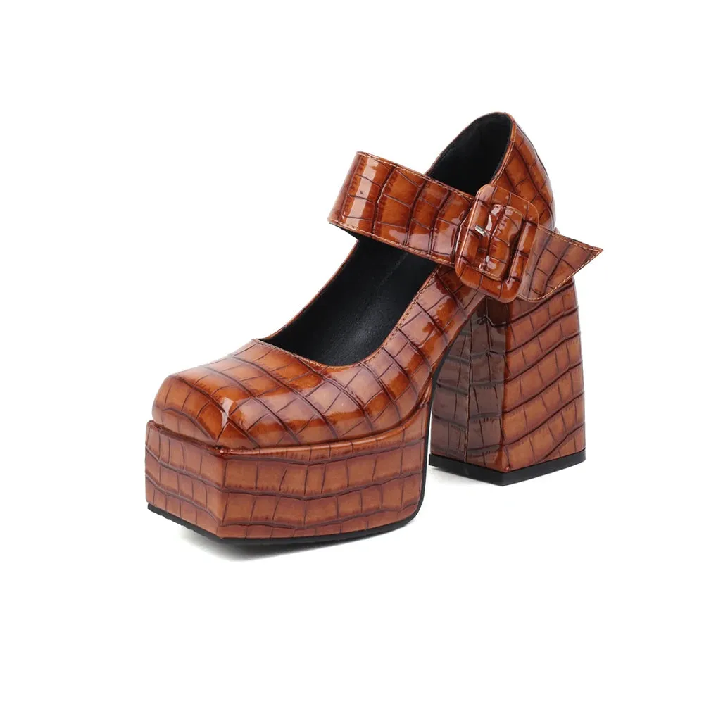 Funki Buys | Shoes | Women's Stone Pattern High-Heel Platform