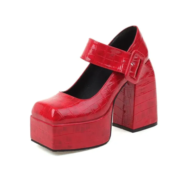 Funki Buys | Shoes | Women's Stone Pattern High-Heel Platform