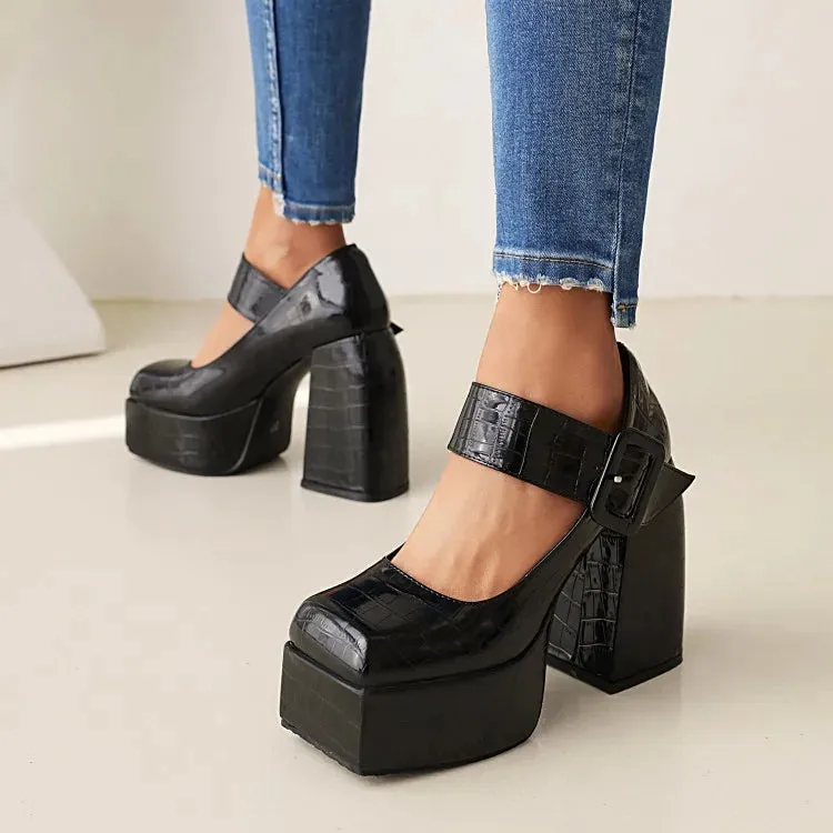 Funki Buys | Shoes | Women's Stone Pattern High-Heel Platform