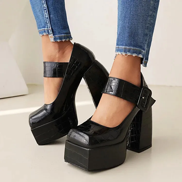 Funki Buys | Shoes | Women's Stone Pattern High-Heel Platform