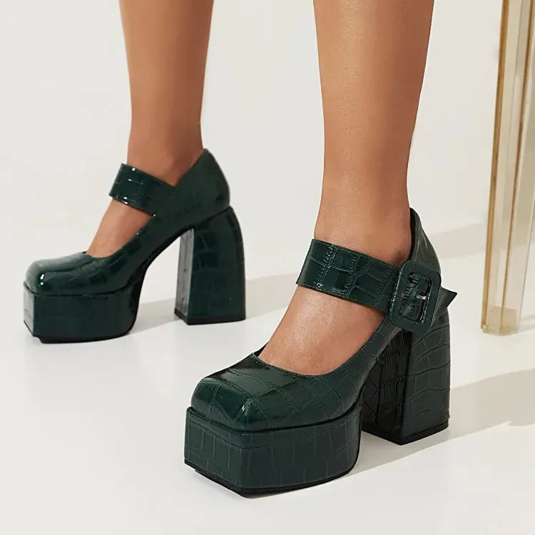 Funki Buys | Shoes | Women's Stone Pattern High-Heel Platform