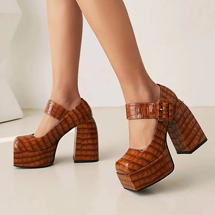 Funki Buys | Shoes | Women's Stone Pattern High-Heel Platform