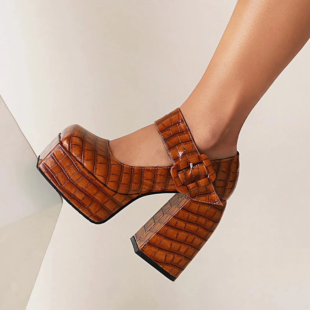 Funki Buys | Shoes | Women's Stone Pattern High-Heel Platform