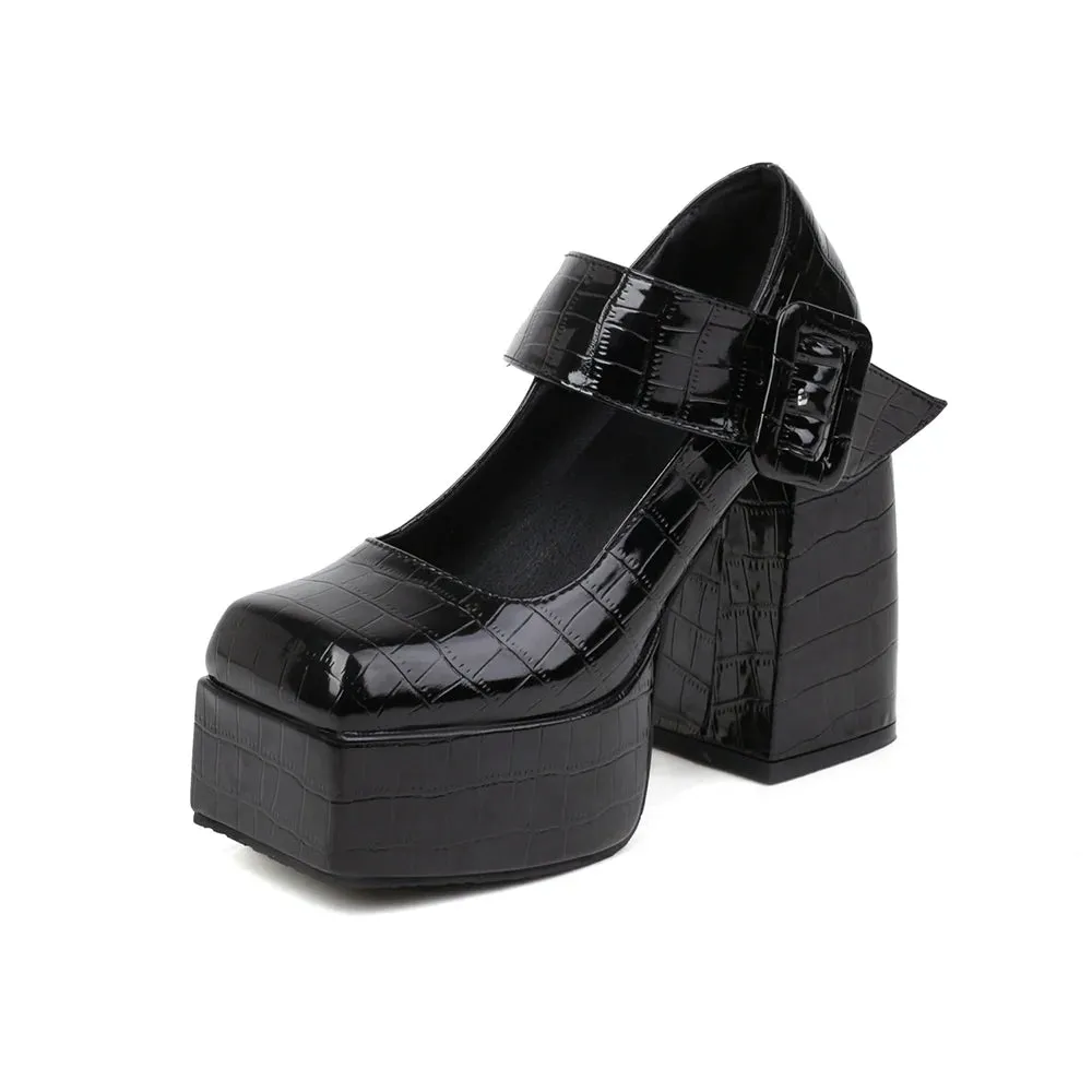 Funki Buys | Shoes | Women's Stone Pattern High-Heel Platform