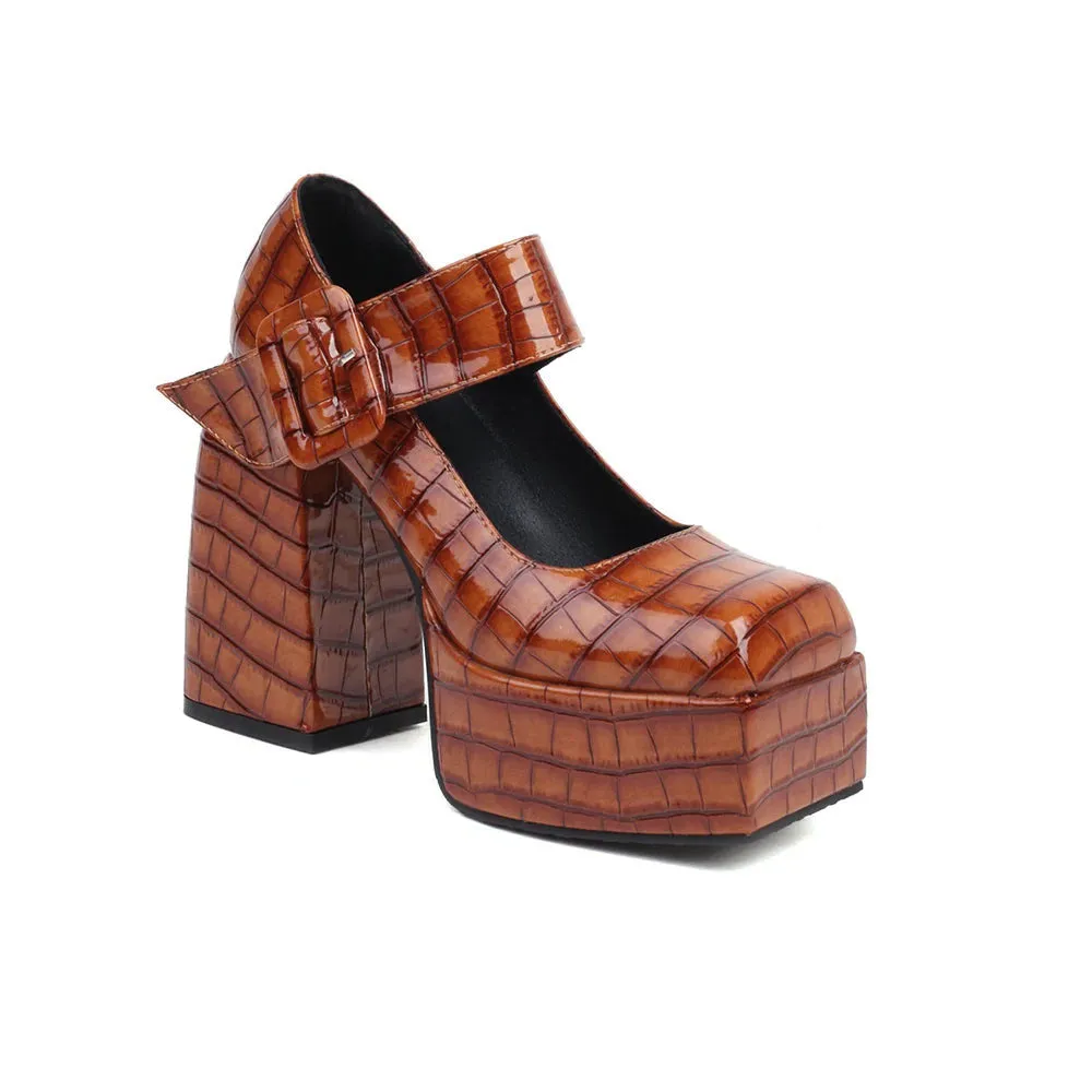 Funki Buys | Shoes | Women's Stone Pattern High-Heel Platform